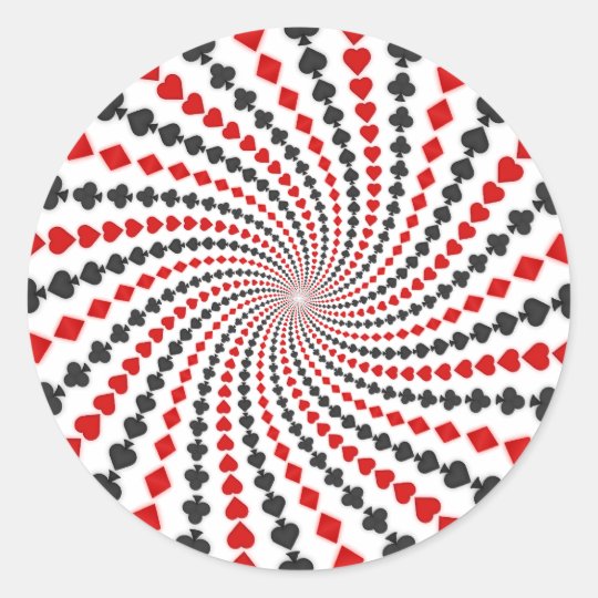 Playing Card Suits Spiral: Classic Round Sticker