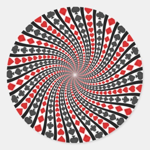 Playing Card Suits Spiral Classic Round Sticker