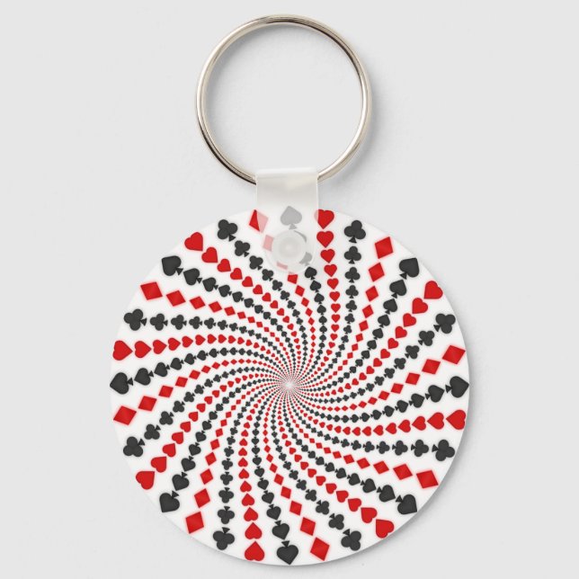 Playing Card Suits Spiral: Keychain (Front)