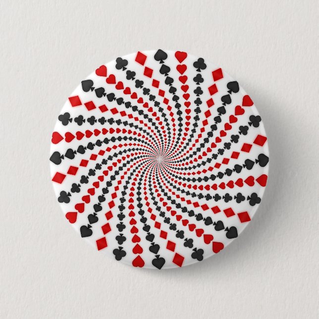 Playing Card Suits Spiral: Pinback Button (Front)