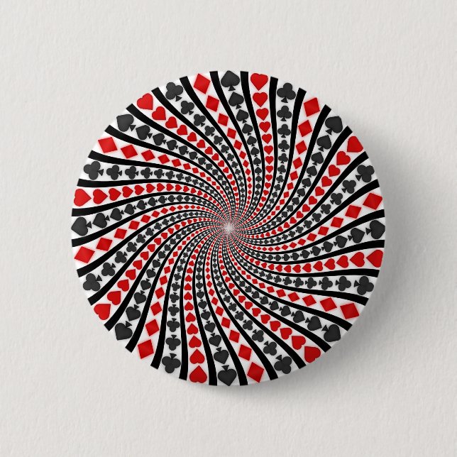 Playing Card Suits Spiral: Pinback Button (Front)