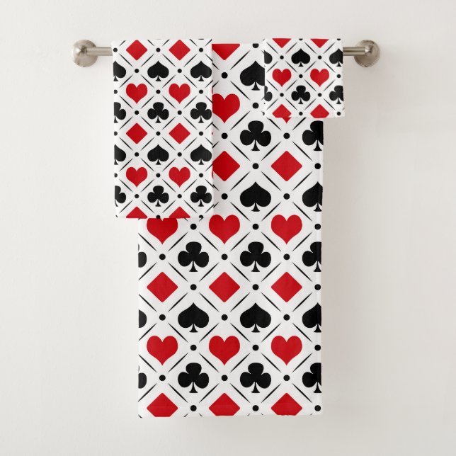 Playing card suits symbols bath towel set (Insitu)