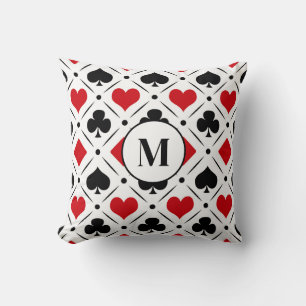 Playing card suits symbols throw pillow