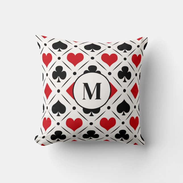 Playing card suits symbols throw pillow (Front)