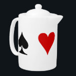 Playing Card Suits Teapot<br><div class="desc">A design of playing card suits, the spade, heart, diamond and club for the person that plays card games bridge, poker, spades, hearts, go fish, war, Texas Hold Em, pinochle, black jack, twenty one 21, gin rummy, solitaire, drinking games or does card - magic tricks, the gambler for gambling, a...</div>