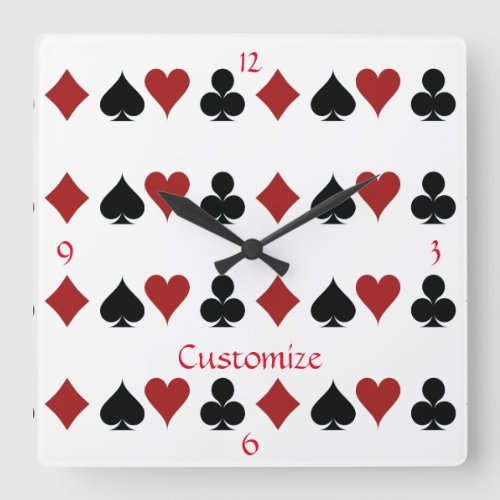 Playing Card Suits Thunder_Cove Square Wall Clock