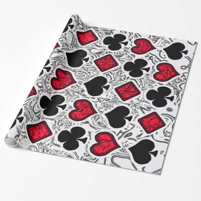 PLAYING CARD SUITS WRAPPING PAPER (Unrolled)