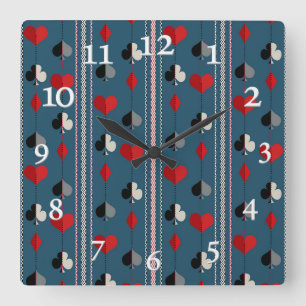 Playing card symbols. For poker lovers. Square Wall Clock