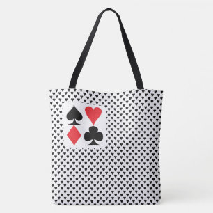 Playing Card Symbols Pattern plus black hearts Tote Bag