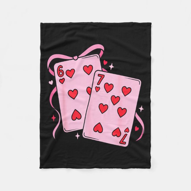 Playing Card Valentine’s Day 67 Preppy Six Seven 6 Fleece Blanket (Front)