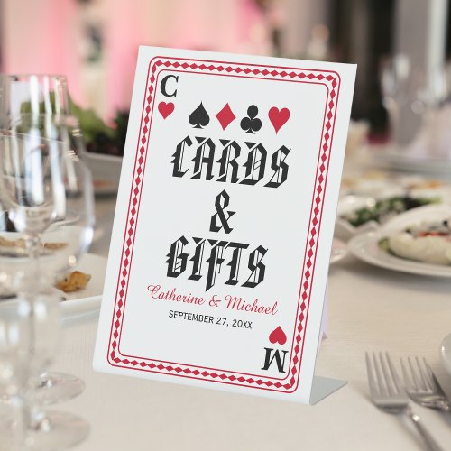 Playing Card Vegas Casino Wedding Cards  Gifts Pedestal Sign