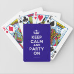 Playing Cards<br><div class="desc">Based on the original Keep Calm and ... poster this cream and blue Keep Calm and Party On Playing Card features a custom designed font that matches the original closely.</div>