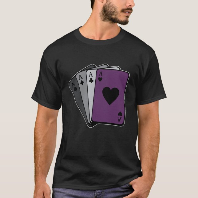 Playing Cards Ace Of Spades Asexual Flag LGBT Gift T-Shirt (Front)