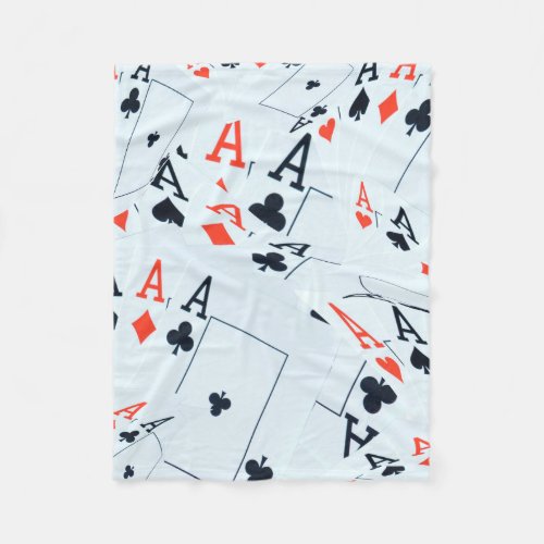 Playing Cards Aces In A Layered Pattern Fleece Blanket