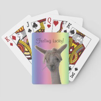 Playing Cards - Alpaca on Rainbow Background