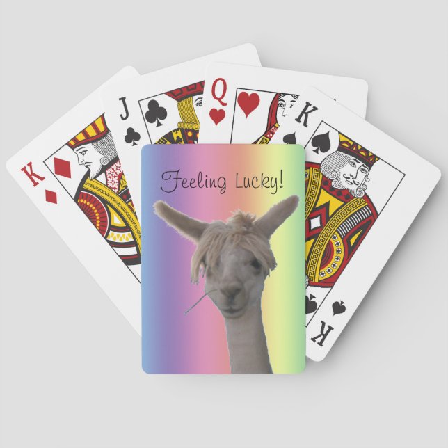 Playing Cards - Alpaca on Rainbow Background (Back)