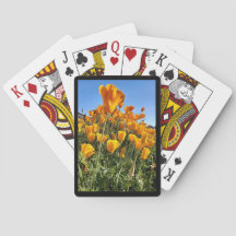 Playing Cards California Poppies Black Frame