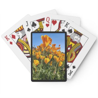 Playing Cards California Poppies Black Frame