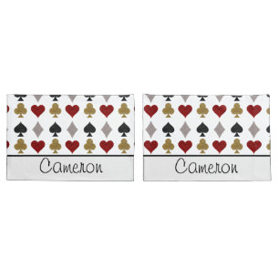 Playing Cards Casino Pattern Custom Name Pillow Case