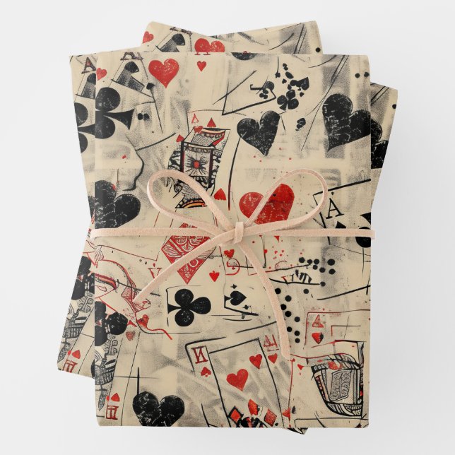Playing Cards Collage Pattern  Wrapping Paper Sheets (In situ)