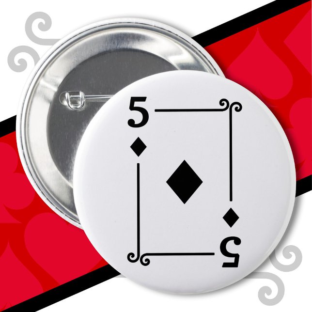Playing Cards Costume 5 Diamonds Card Five Card Button (Creator Uploaded)