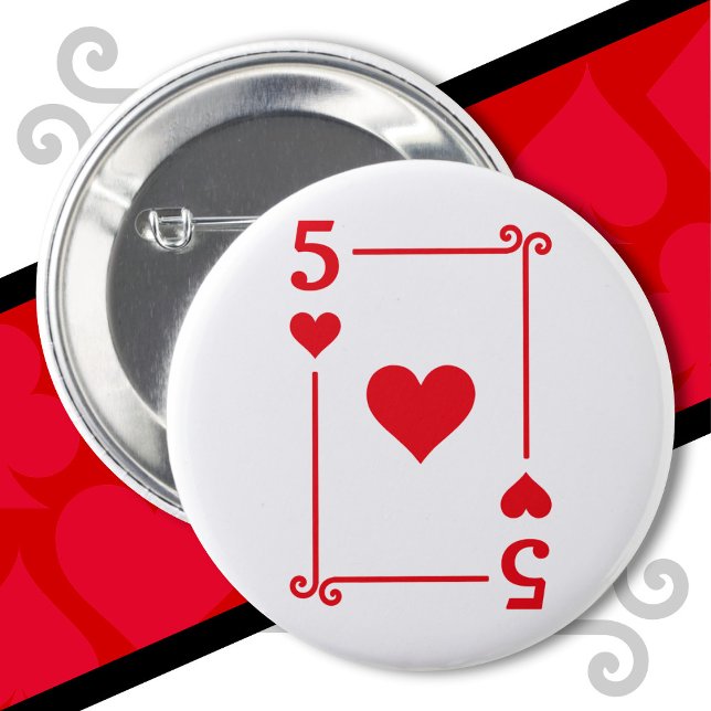Playing Cards Costume 5 Hearts Card Five Card Button (Creator Uploaded)