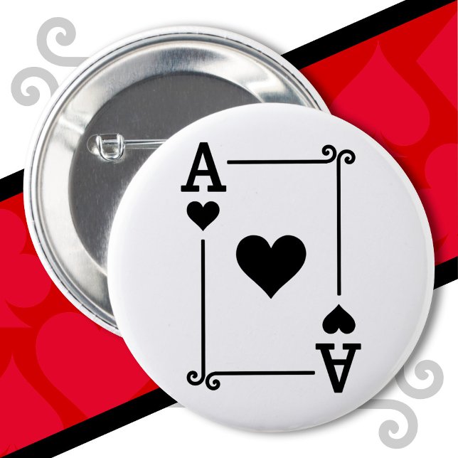 Playing Cards Costume Ace Hearts Card Ace Card Button (Creator Uploaded)
