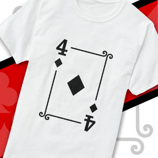 Playing Cards Costume Four Card 4 of Diamonds T-Shirt