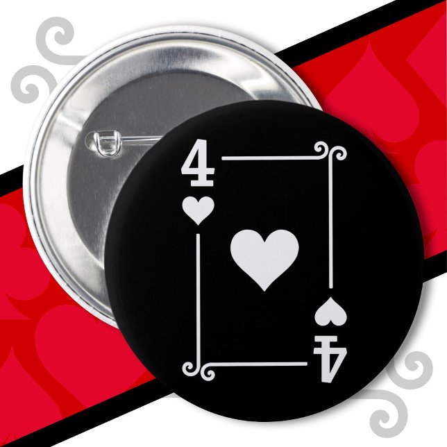 Playing Cards Costume Four Card 4 of Hearts Button (Creator Uploaded)