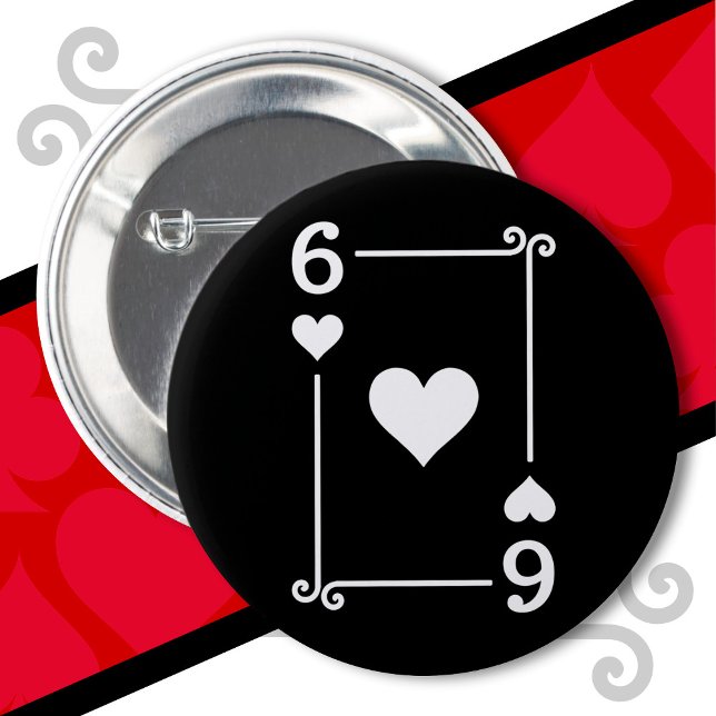 Playing Cards Costume Six Card 6 of Hearts Button (Creator Uploaded)