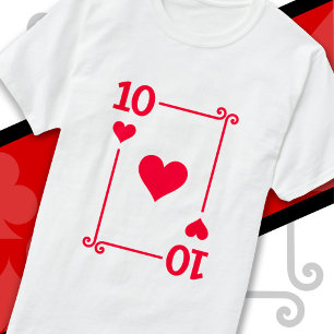Playing Cards Costume Ten Card 10 of Hearts T-Shirt