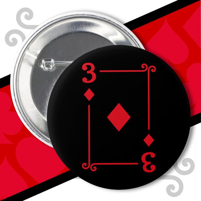 Playing Cards Costume Three Card 3 of Diamonds Button (Creator Uploaded)
