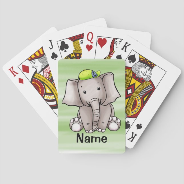 Playing Cards, Cute Elephant Cartoon Poker Cards (Back)