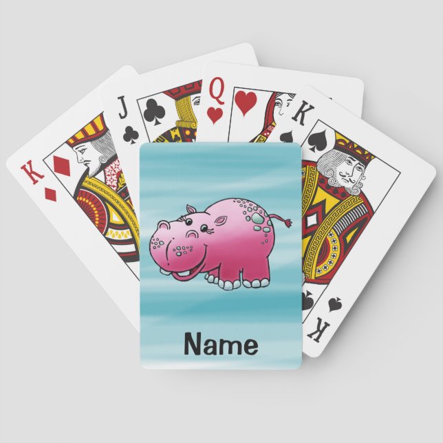 Playing Cards, Cute Hippopotamus Cartoon Poker Cards (Back)