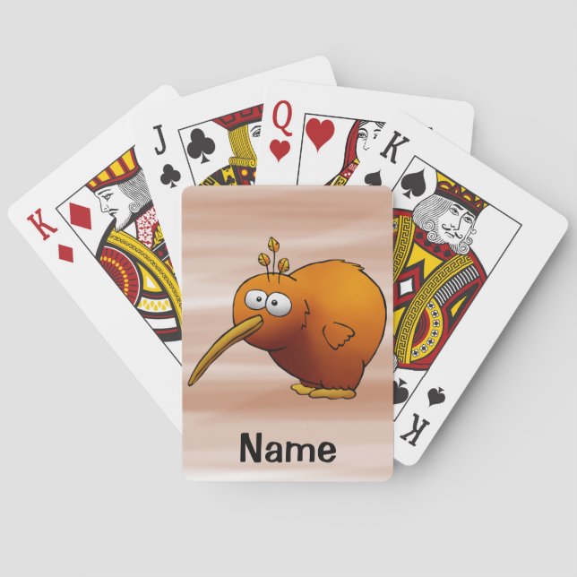 Playing Cards, Cute Kiwi Bird Cartoon Poker Cards (Back)