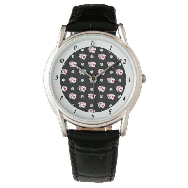 Playing Cards & Dice Poker Player Card Love Gift Watch (Front)