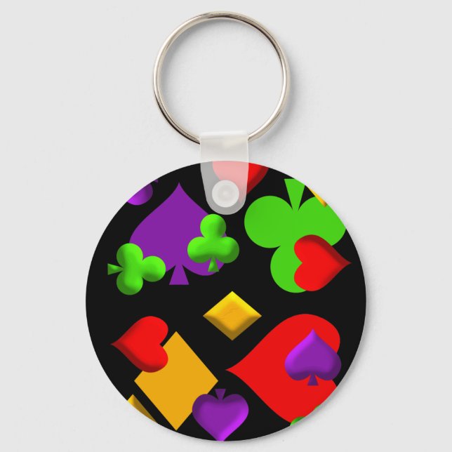 Playing Cards Figures Pattern Design Keychain (Front)