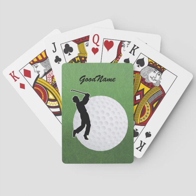 Playing Cards for a Golfer, personalize with name (Back)