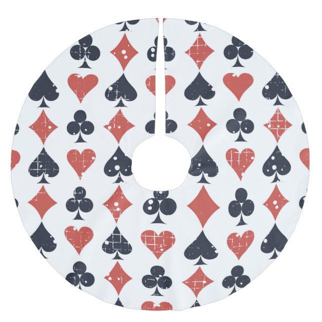 Playing Cards: Grunge Abstract Pattern Brushed Polyester Tree Skirt (Front)
