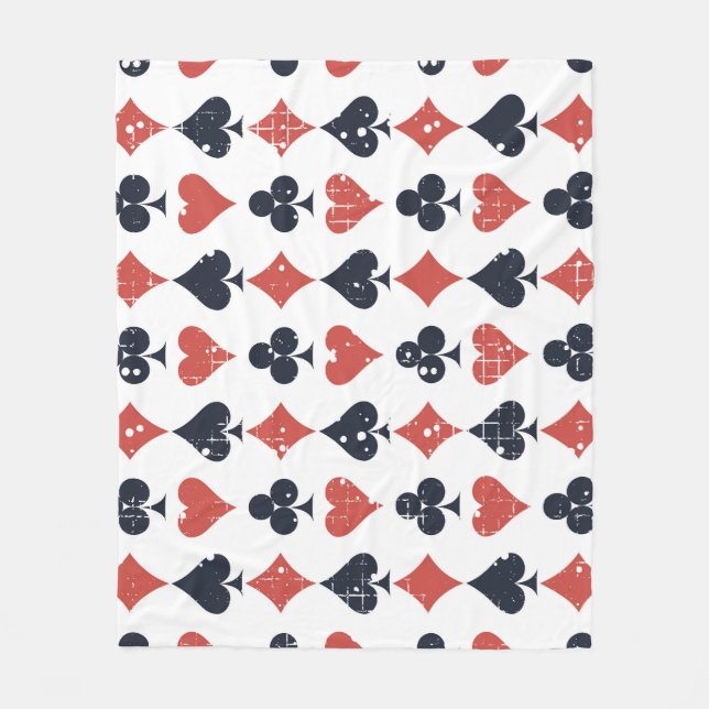 Playing Cards: Grunge Abstract Pattern Fleece Blanket (Front)