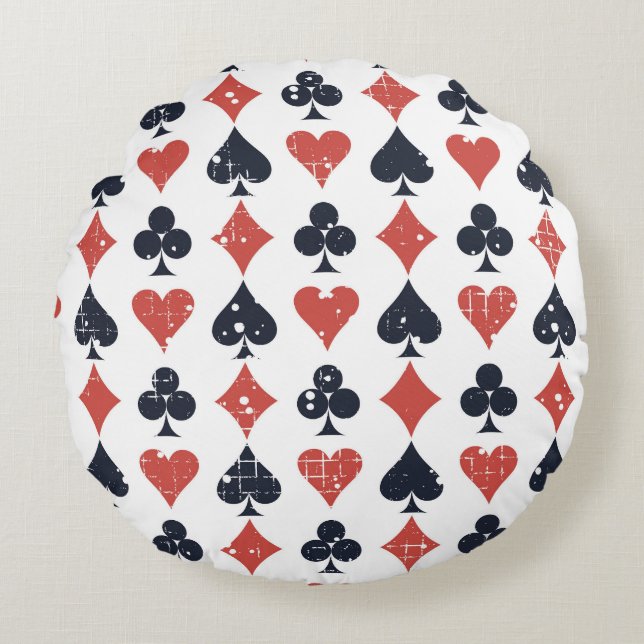 Playing Cards: Grunge Abstract Pattern Round Pillow (Front)