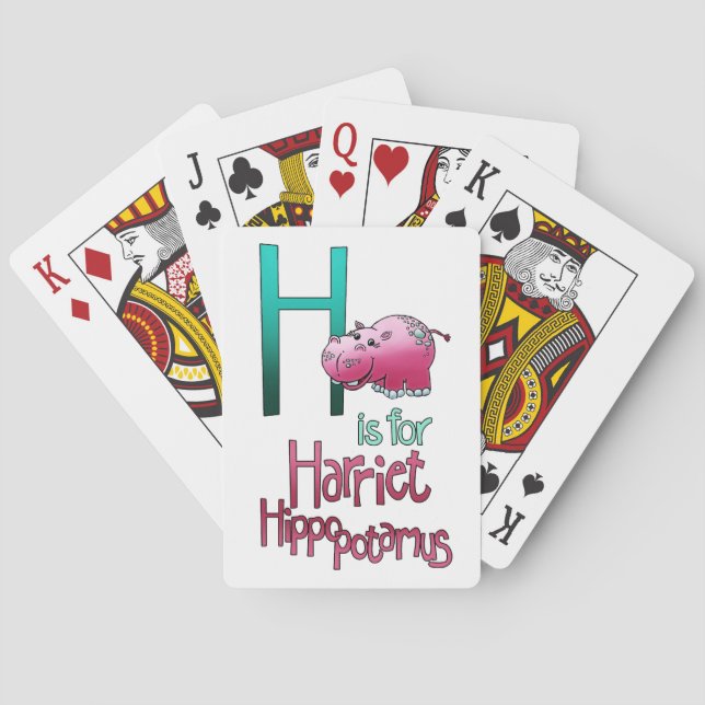 Playing Cards, H is for Harriet Hippopotamus Poker Cards (Back)