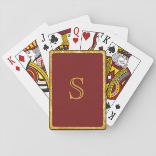 Playing Cards in Burgundy - Monogrammed