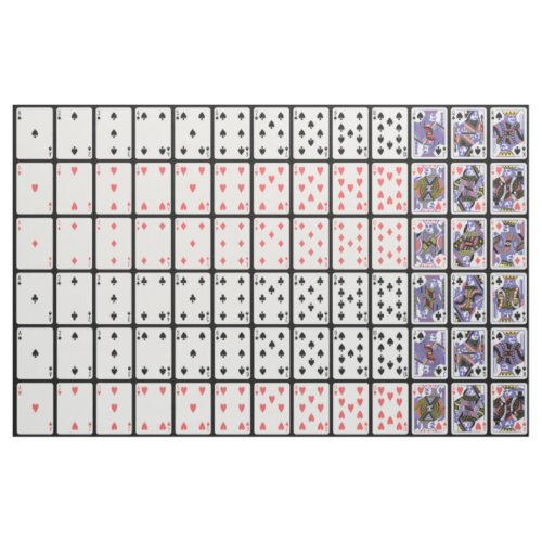 Playing Cards in Rows Ace through King Fabric