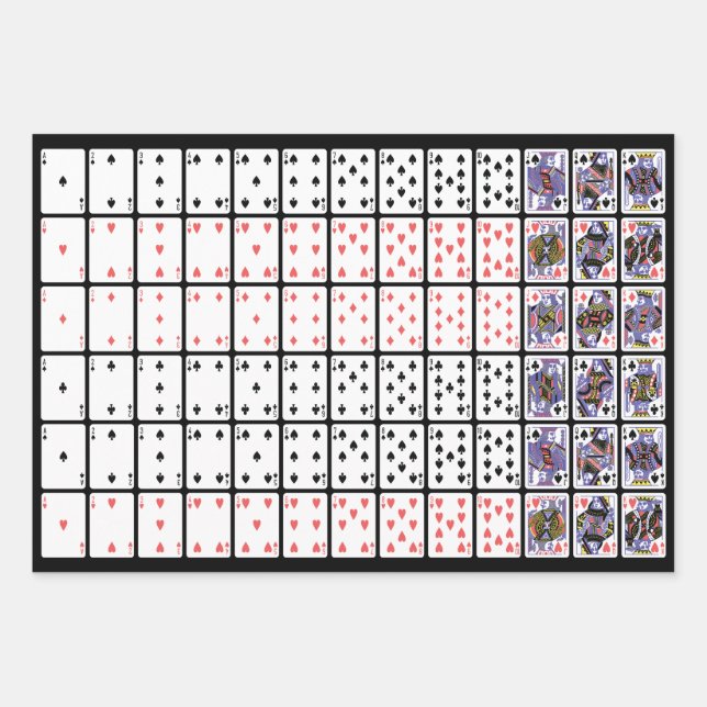 Playing Cards in Rows Ace through King Wrapping Paper Sheets (Front)