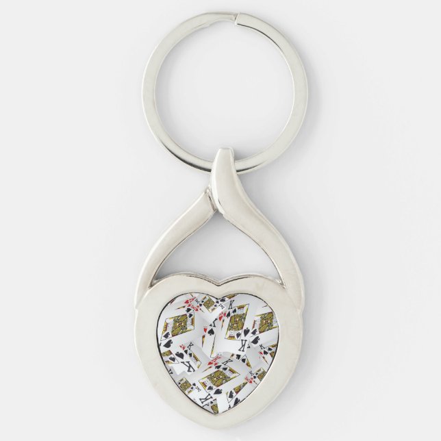 Playing Cards Kings Layered, Metal Keyring (Front)