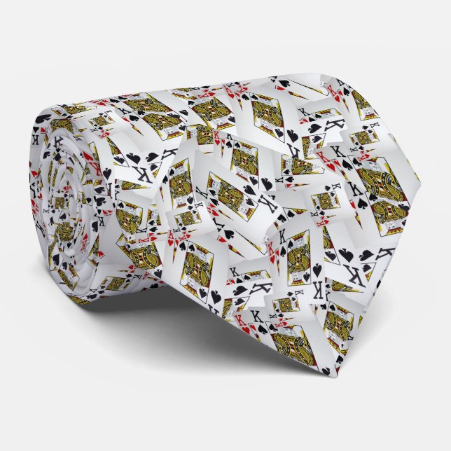 Playing Cards Kings Layered, Neck Tie (Rolled)