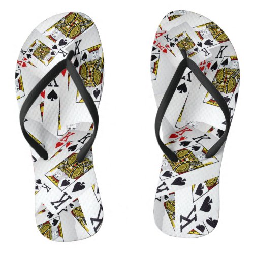 Playing Cards Kings Layered Thongs Flip Flops