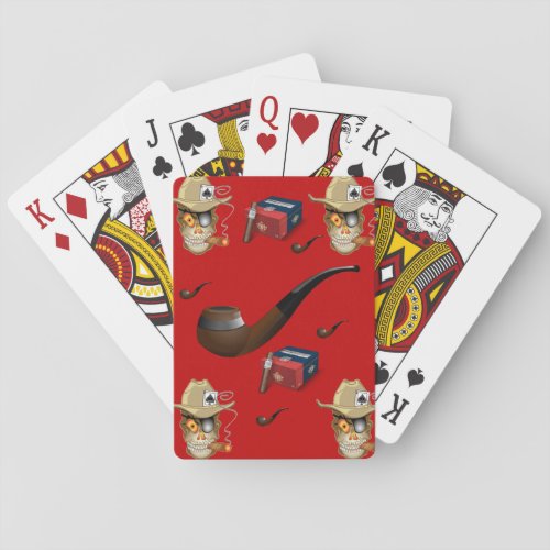 Playing cards man cave red cigar for him