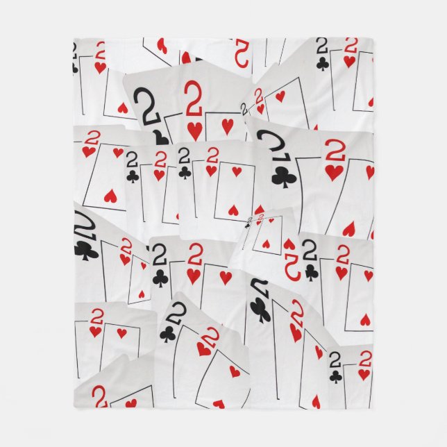 Playing Cards Number Twos In A Layered Pattern, Fleece Blanket (Front)